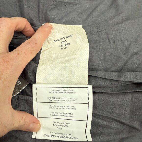 Annie Selke Brentwood Velvet Shale Euro Sham 26" Pillow Case Cover - Picture 4 of 5